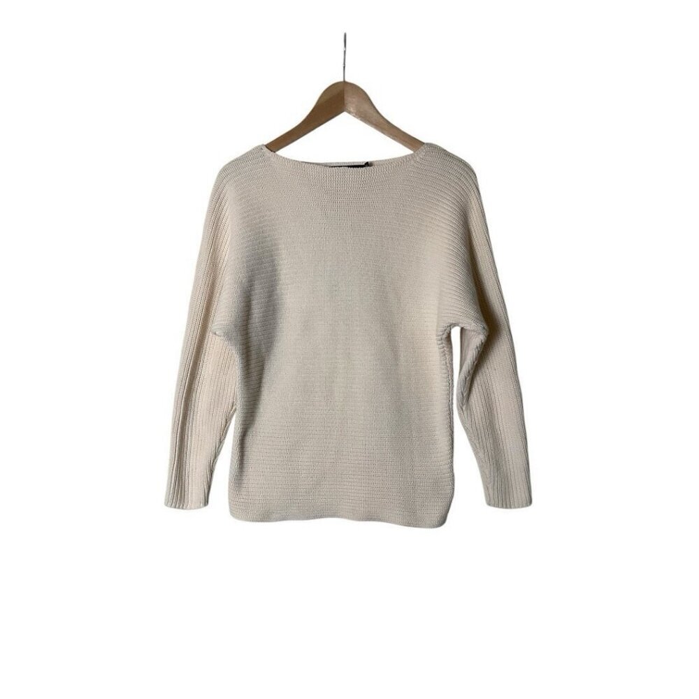Lauren Ralph Lauren Cable Knit Cotton Boatneck Sweater Cream S 1613